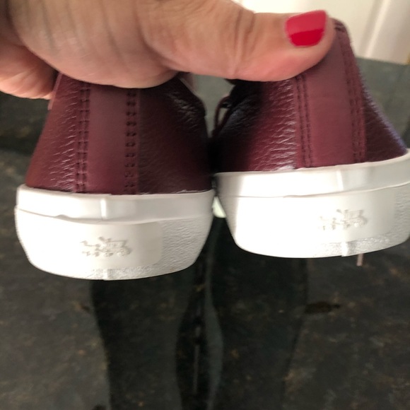 Coach Leather Sneakers with Zippers Burgundy NWT - Picture 3 of 6